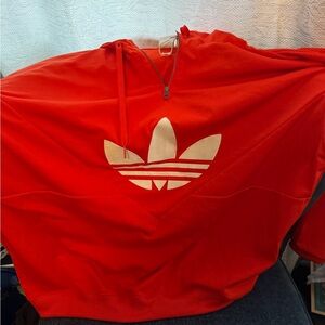 Adidas Bright Orange-Red Trefoil Pullover Hoodie